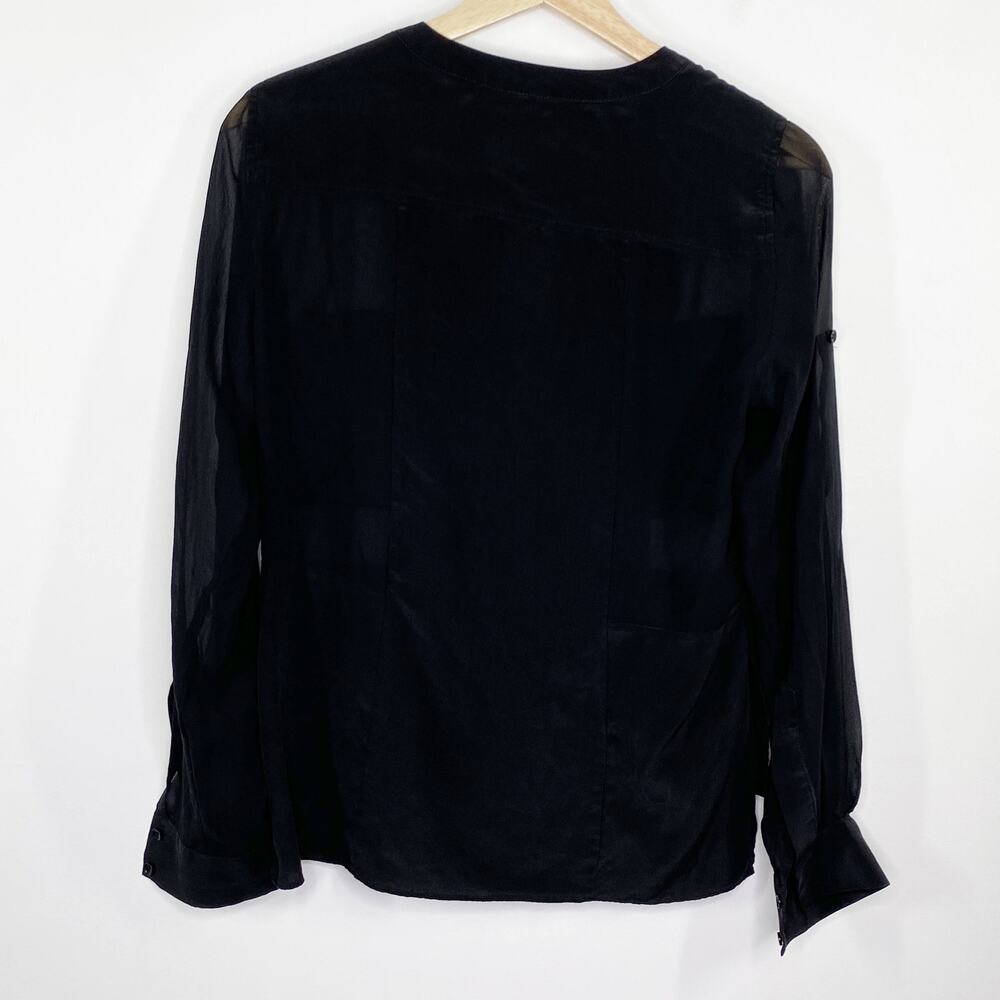 BCBG Womens Black Silk Top Size‎ S Career Office Minimal Capsule Lightweight - Picture 2 of 7